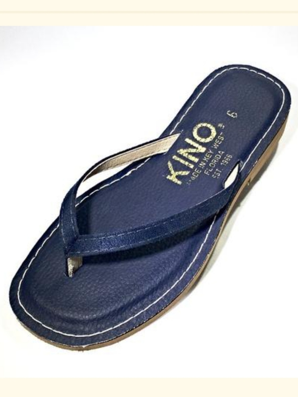 Kino Navy Blue Suede Thin Strap Flip Flops Size 10
